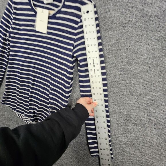 NWT ALC Blue & White Striped Open Back Linen Long Sleeve Tee Shirt SIZE SMALL - Picture 10 of 13